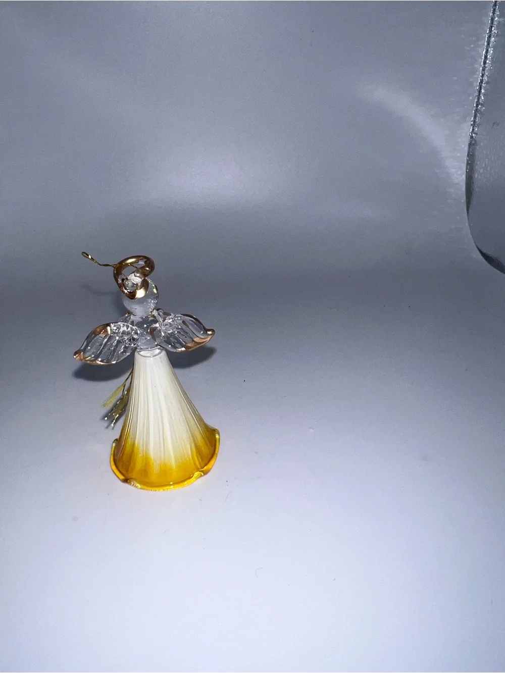Glass Angel Ornament Pendant in Yellow and Clear